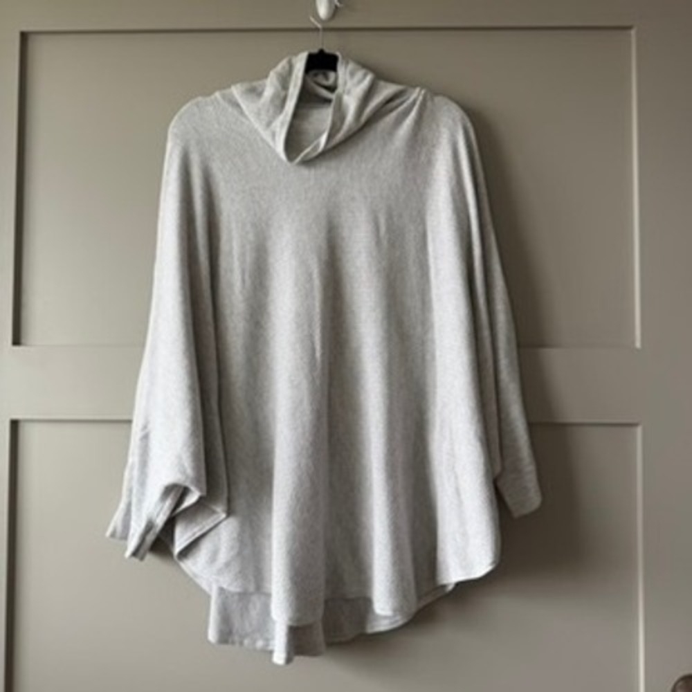 Pure Jill J Jill Poncho Sweater Womens XS S Gray Cowl Neck Batwing Knit